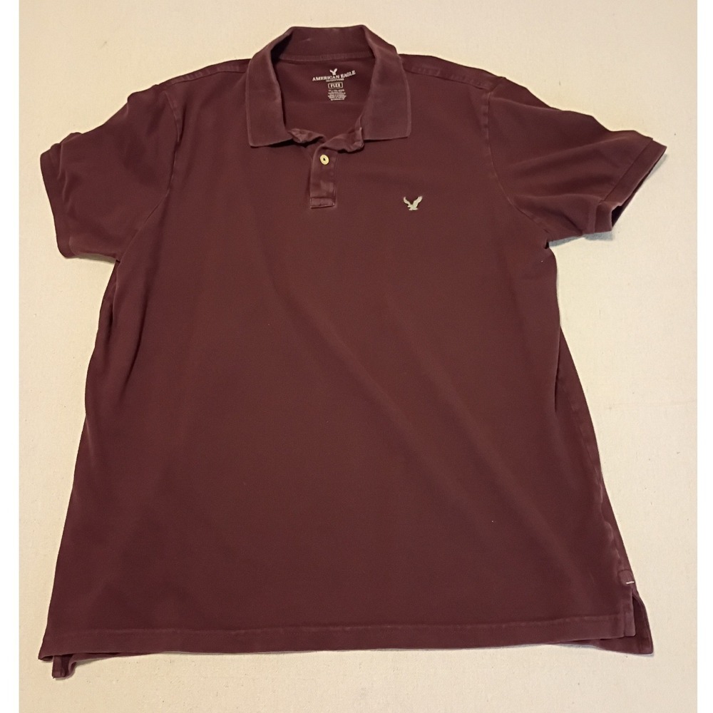 American Eagle Mens XL Flex Polo Shirt Burgundy Maroon Classic Fit Short Sleeve